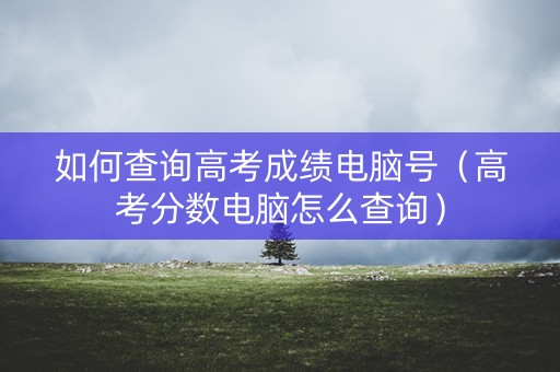 如何查询高考成绩电脑号（高考分数电脑怎么查询）