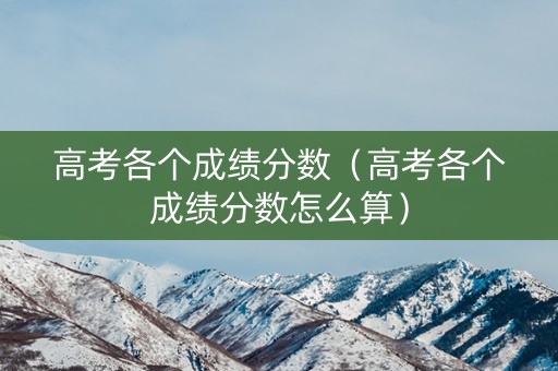 高考各个成绩分数（高考各个成绩分数怎么算）