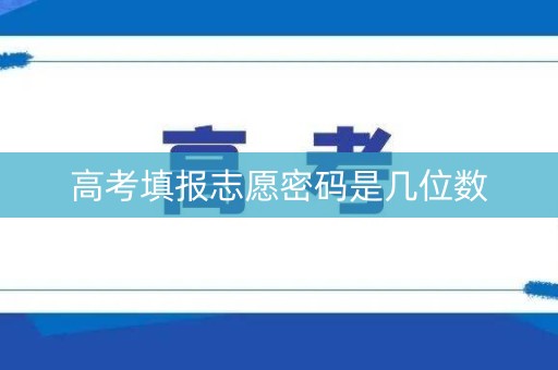 高考填报志愿密码是几位数 高考填报志愿密码是几位数