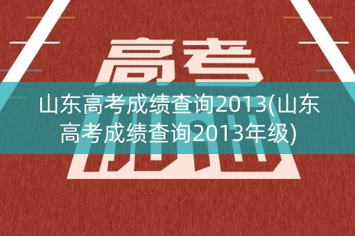山东高考成绩查询2013(山东高考成绩查询2013年级)