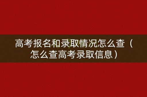 高考报名和录取情况怎么查（怎么查高考录取信息）