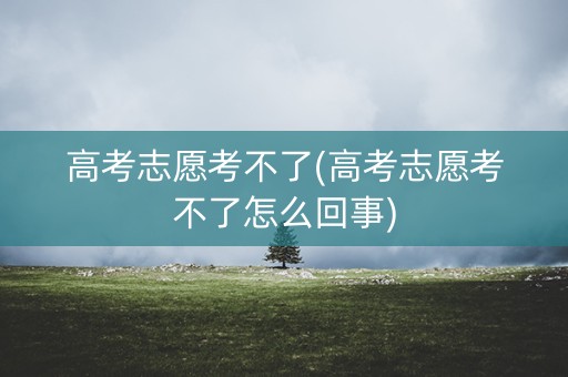 高考志愿考不了(高考志愿考不了怎么回事)