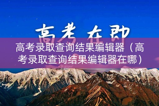 高考录取查询结果编辑器（高考录取查询结果编辑器在哪）