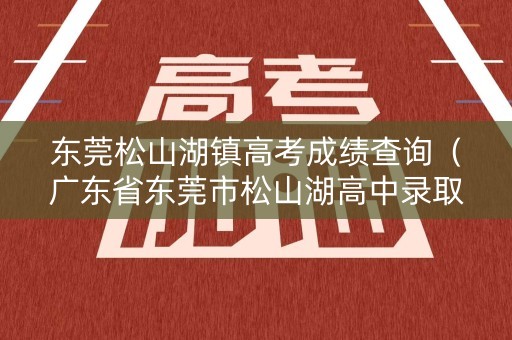 东莞松山湖镇高考成绩查询（广东省东莞市松山湖高中录取分数）
