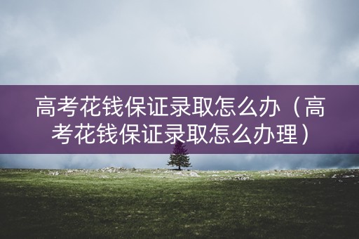 高考花钱保证录取怎么办（高考花钱保证录取怎么办理）