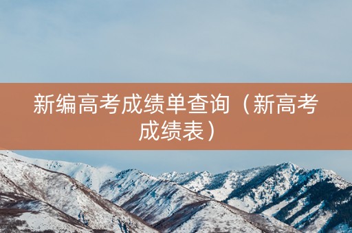 新编高考成绩单查询（新高考成绩表）