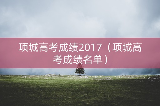 项城高考成绩2017（项城高考成绩名单）