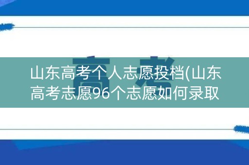 山东高考个人志愿投档(山东高考志愿96个志愿如何录取) 山东高考个人志愿投档(山东高考志愿96个志愿如何录取)