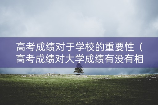 高考成绩对于学校的重要性（高考成绩对大学成绩有没有相关性）