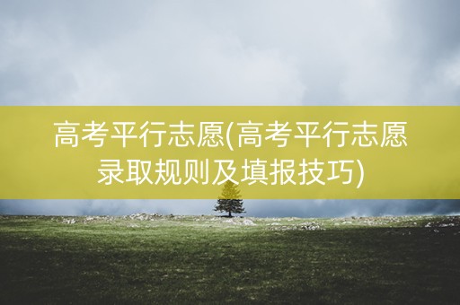 高考平行志愿(高考平行志愿录取规则及填报技巧)