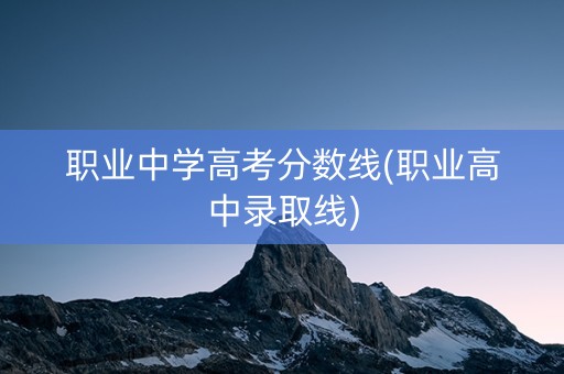 职业中学高考分数线(职业高中录取线)