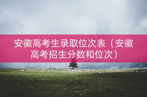 安徽高考生录取位次表（安徽高考招生分数和位次）