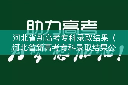河北省新高考专科录取结果（河北省新高考专科录取结果公布）