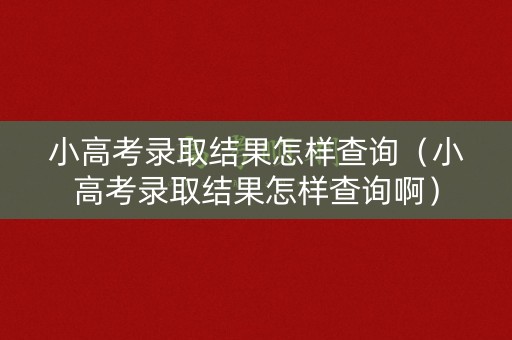 小高考录取结果怎样查询(小高考录取结果怎样查询啊) 小高考录取结果怎样查询(小高考录取结果怎样查询啊)