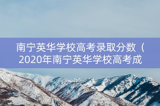 南宁英华学校高考录取分数（2020年南宁英华学校高考成绩）