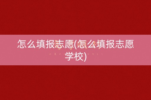 怎么填报志愿(怎么填报志愿学校)