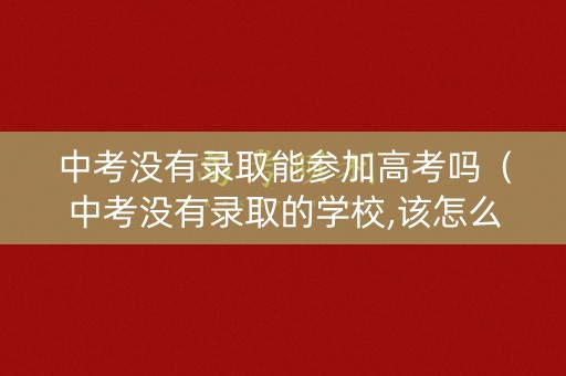 中考没有录取能参加高考吗（中考没有录取的学校,该怎么办）