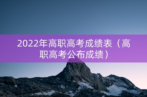 2022年高职高考成绩表（高职高考公布成绩）