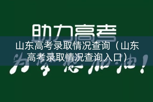 山东高考录取情况查询（山东高考录取情况查询入口）