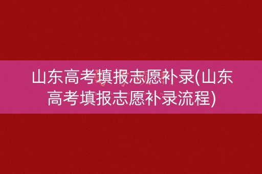 山东高考填报志愿补录(山东高考填报志愿补录流程)