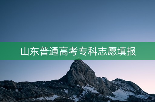 山东普通高考专科志愿填报