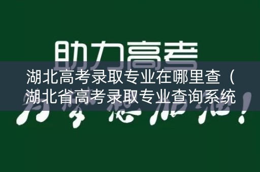 湖北高考录取专业在哪里查（湖北省高考录取专业查询系统）