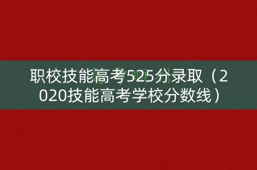 职校技能高考525分录取（2020技能高考学校分数线）