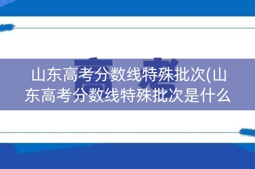 山东高考分数线特殊批次(山东高考分数线特殊批次是什么)
