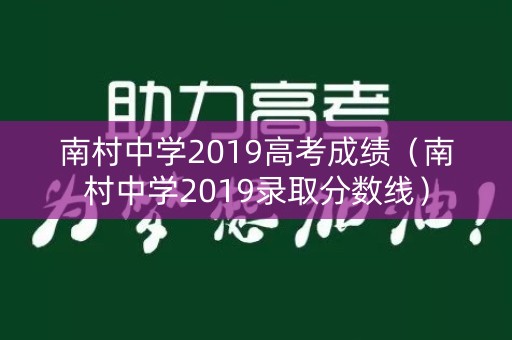 南村中学2019高考成绩（南村中学2019录取分数线）