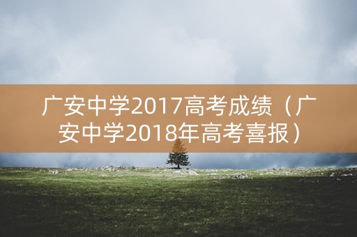 广安中学2017高考成绩（广安中学2018年高考喜报）