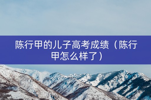 陈行甲的儿子高考成绩(陈行甲怎么样了) 陈行甲的儿子高考成绩(陈行甲怎么样了)