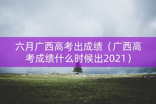 六月广西高考出成绩（广西高考成绩什么时候出2021）