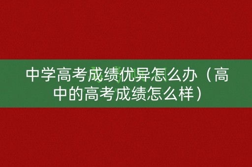 中学高考成绩优异怎么办（高中的高考成绩怎么样）