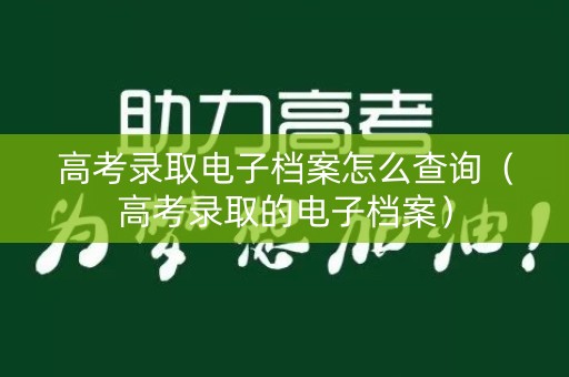 高考录取电子档案怎么查询（高考录取的电子档案）