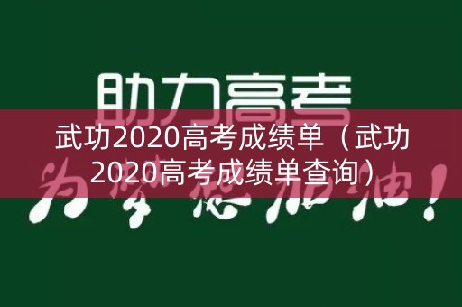 武功2020高考成绩单（武功2020高考成绩单查询）
