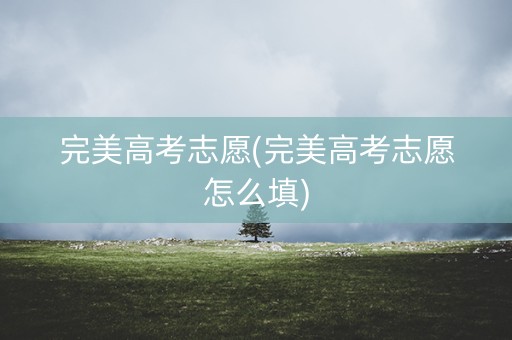 完美高考志愿(完美高考志愿怎么填)