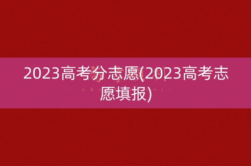 2023高考分志愿(2023高考志愿填报)