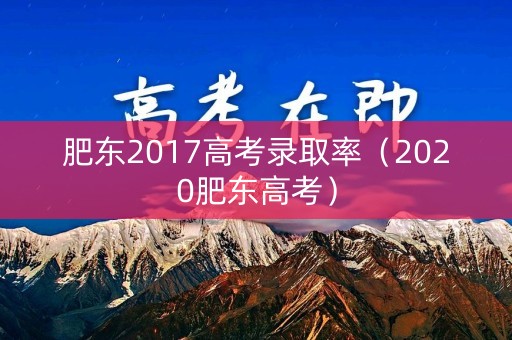 肥东2017高考录取率（2020肥东高考）