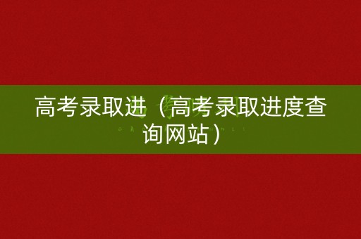 高考录取进（高考录取进度查询网站）