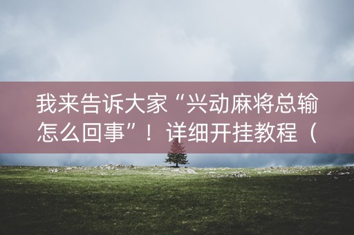 我来告诉大家“兴动麻将总输怎么回事”！详细开挂教程（确实真的有挂)-知乎