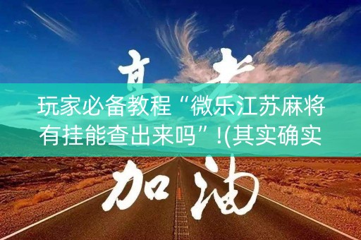 玩家必备教程“微乐江苏麻将有挂能查出来吗”!(其实确实有挂)-知乎