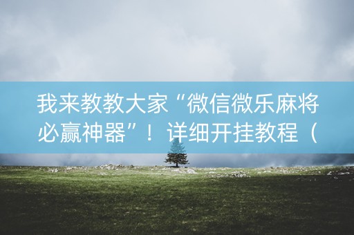 我来教教大家“微信微乐麻将必赢神器”！详细开挂教程（确实真的有挂)-知乎
