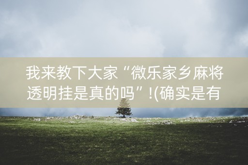 我来教下大家“微乐家乡麻将透明挂是真的吗”!(确实是有挂)-知乎