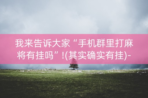 我来告诉大家“手机群里打麻将有挂吗”!(其实确实有挂)-知乎