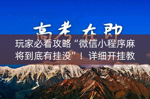 玩家必看攻略“微信小程序麻将到底有挂没”！详细开挂教程（确实真的有挂)-知乎
