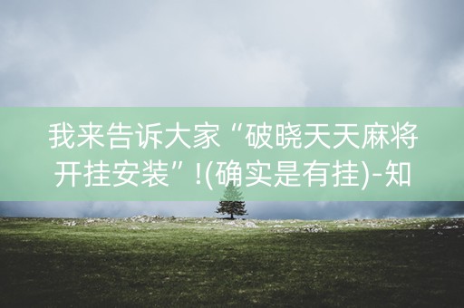 我来告诉大家“破晓天天麻将开挂安装”!(确实是有挂)-知乎