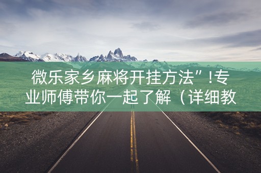微乐家乡麻将开挂方法”!专业师傅带你一起了解（详细教程）-知乎