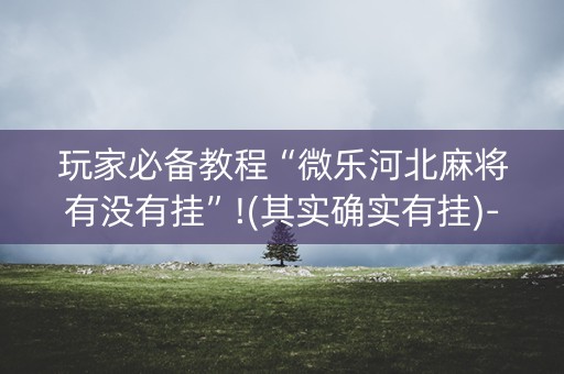 玩家必备教程“微乐河北麻将有没有挂”!(其实确实有挂)-知乎