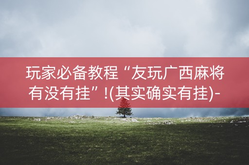 玩家必备教程“友玩广西麻将有没有挂”!(其实确实有挂)-知乎