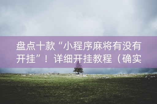 盘点十款“小程序麻将有没有开挂”！详细开挂教程（确实真的有挂)-知乎